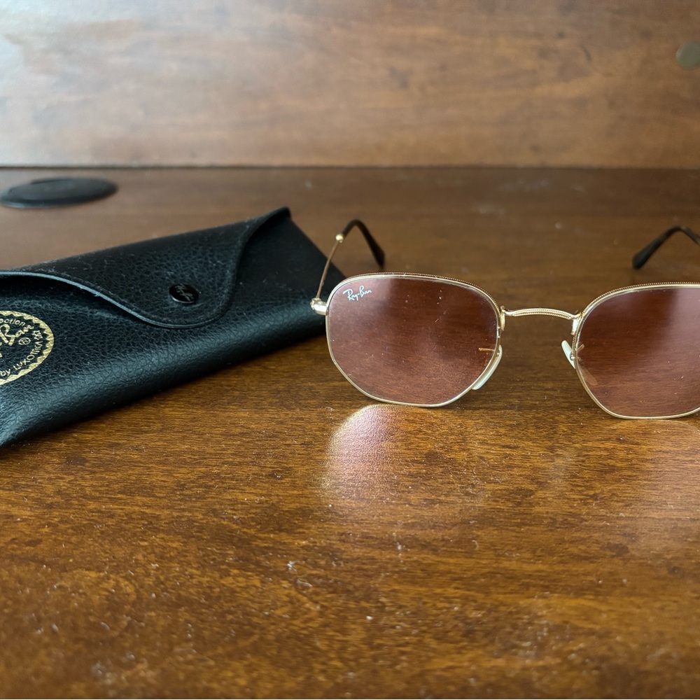 Ray-Ban Gold and Pink Sunglasses